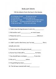 English Worksheet: Body part idioms