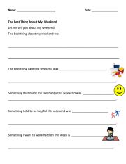 The Best thing About my Weekend - ESL worksheet by ldurie