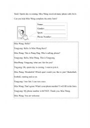 English Worksheet: phone call exercise