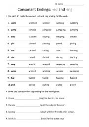 English Worksheet: Consonant Endings