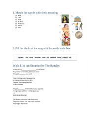 English Worksheet: Walk like an egyptian fill the gap activity