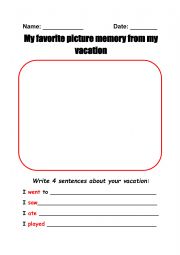 English Worksheet: My Vacation Review