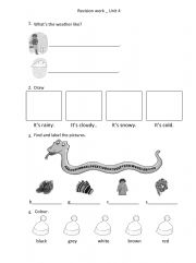 English Worksheet: Revision Worksheet_weather and winter activities