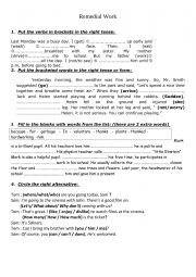 English Worksheet: Remedial work 7th grade