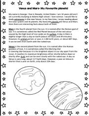 English Worksheet: Venus and Mars: My favourite Planets
