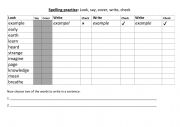 English Worksheet: Entry 2 weekly spelling editable list