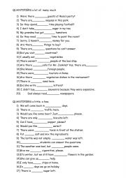 English Worksheet: Quantifiers