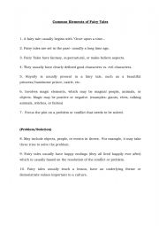 English Worksheet: Common elements in fairy tales