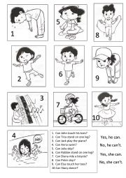 English Worksheet: Yes he can No she cant