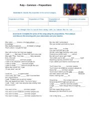 Pulp Common - People Worksheet - Prepositions