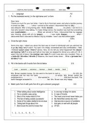 English Worksheet: Mid term exam 3/ 8th form