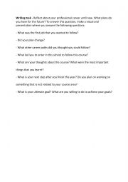 English Worksheet: Plans for the future - task