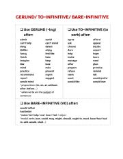 Gerunds, To-infinitives and Bare-infinitives