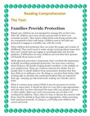 English Worksheet: Protection provided by family