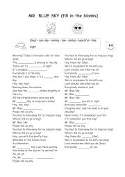 English Worksheet: Song: Mr Blue Sky