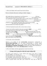 English Worksheet: lesson8 progress check1