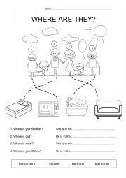 English Worksheet: Where are they?