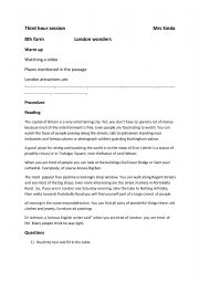 English Worksheet: London wonders :Third hour session