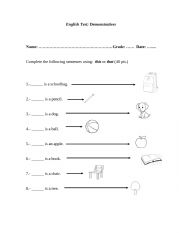 English Worksheet: demonstratives