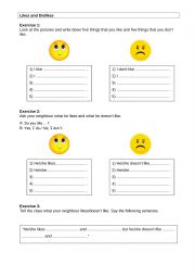 English Worksheet: like~ dislike