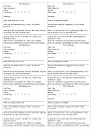 English Worksheet: Film review template 