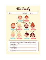 English Worksheet: FAMILY TREE