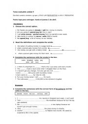 English Worksheet: MONEY - BE GOING TO - TEST 2 ESO