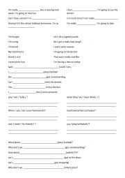 English Worksheet: Going to and Feelings