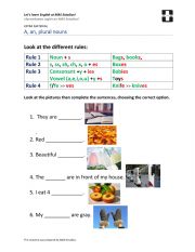 English Worksheet: Plurals, a, an