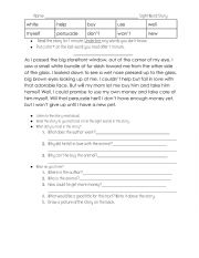 English Worksheet: Sight Word Story: The Adorable Face