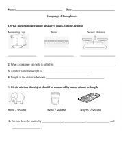 English Worksheet: Matter Worksheet