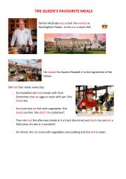 English Worksheet: The Queen�s meals