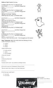 English Worksheet: Halloween song and video