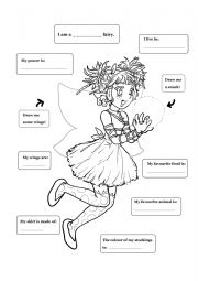 Fairy vocabulary worksheet & colouring page