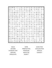 Parts of Speech Word Search Puzzle