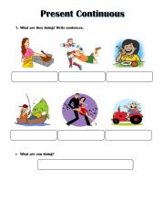 English Worksheet: What are they doing?