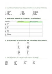 English Worksheet: PAST SIMPLE AND THE PAST PARTICIPLE OF THE VERBS 