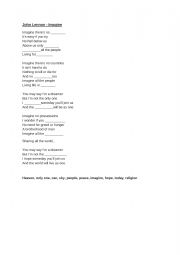 English Worksheet: John Lennon - Imagine (gap fill song)