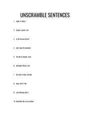  Sentence Unscramble