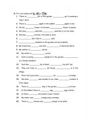 English Worksheet: a ,an ,the