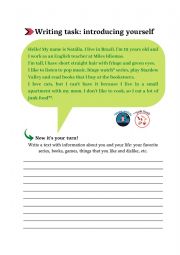 English Worksheet: Writing task: introducing yourself