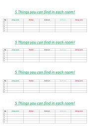 English worksheet: part of the rooms