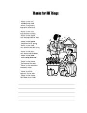 English Worksheet: Thanksgiving poem 