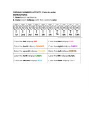ORDINAL NUMBERS ACTIVITY