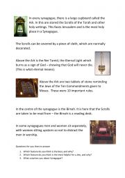 English worksheet: Jewish Synagogue