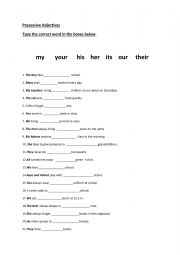 Possessive Adjectives Worksheet