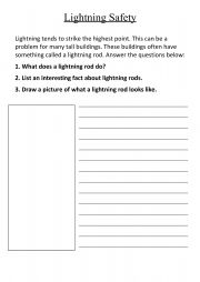 English Worksheet: Lightning Safety