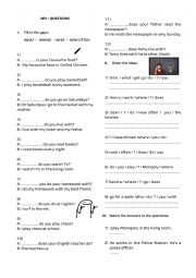 English Worksheet: WH - QUESTIONS