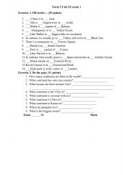 English Worksheet: Articles with geographical names