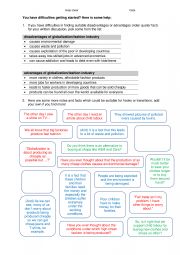 English Worksheet: Help Sheet for discussion writing: arguments and hooks - topic: globalization and the fashion industry